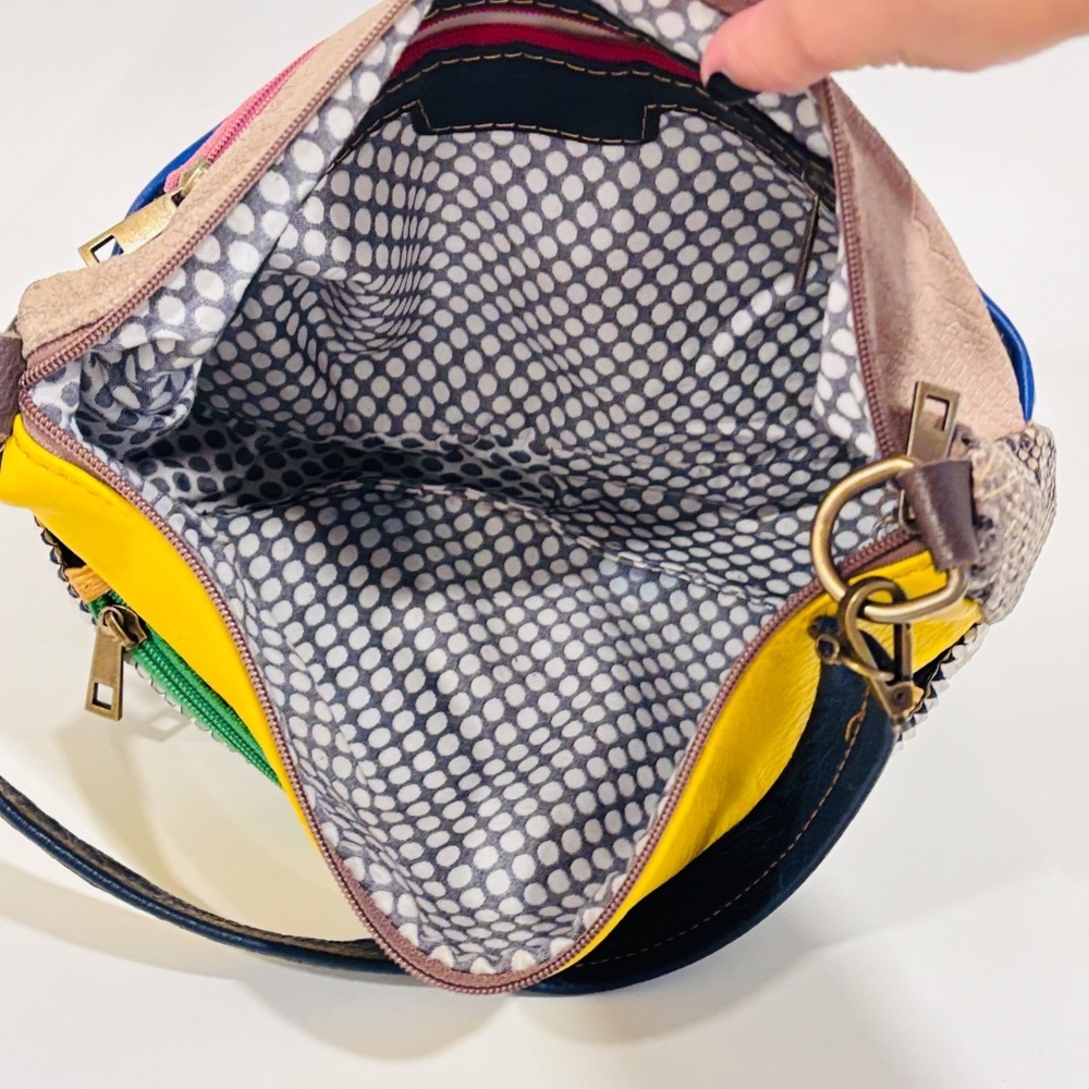 EBARRITO Blue and yellow leather shoulder bag - Picture 5 of 7